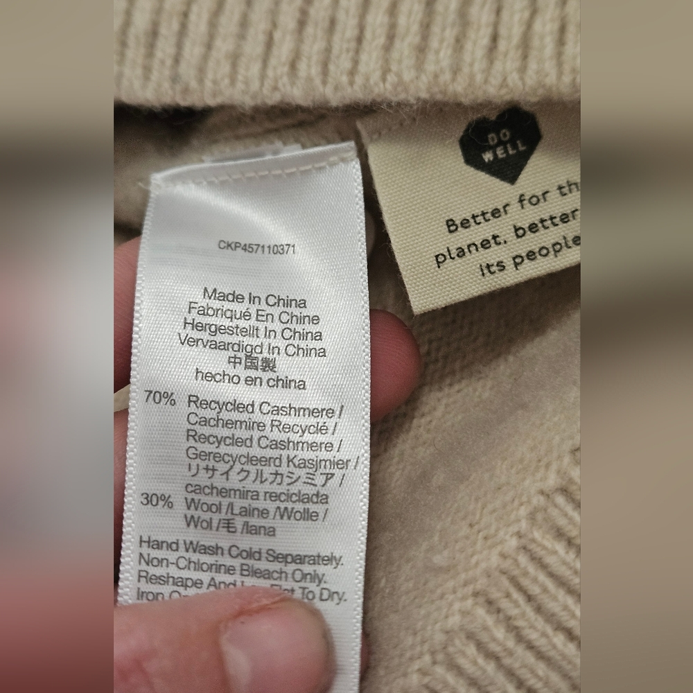 MADEWELL (Re)sourced Cashmere Crewneck Sweater In Heathered Beige. XS - Picture 5 of 15